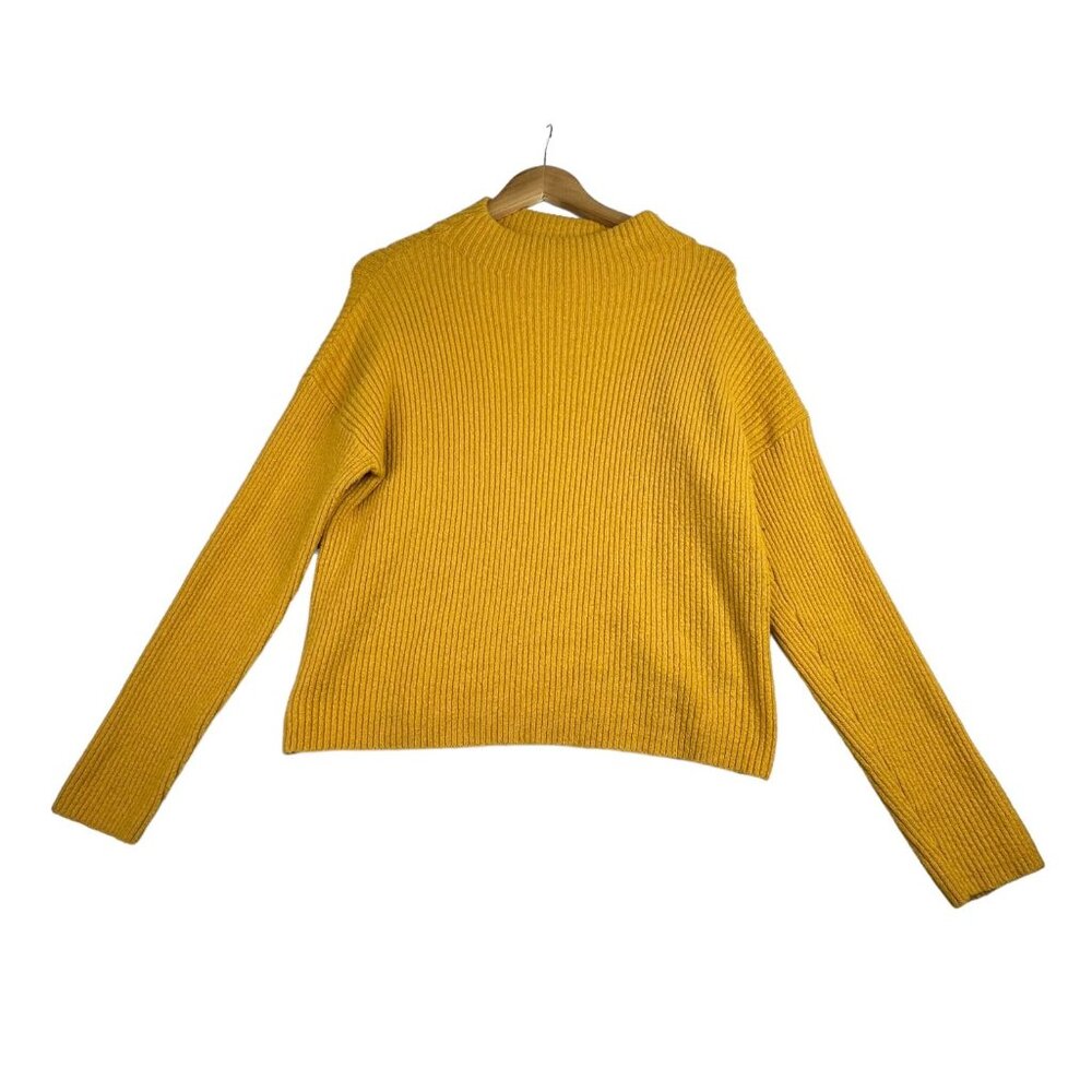 BP Wool Blend Ribbed Turtleneck Sweater size Large Mustard Yellow